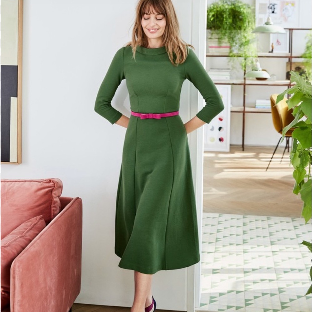 Boden Violet Ottoman Dress Green Fit and Flare 6L
